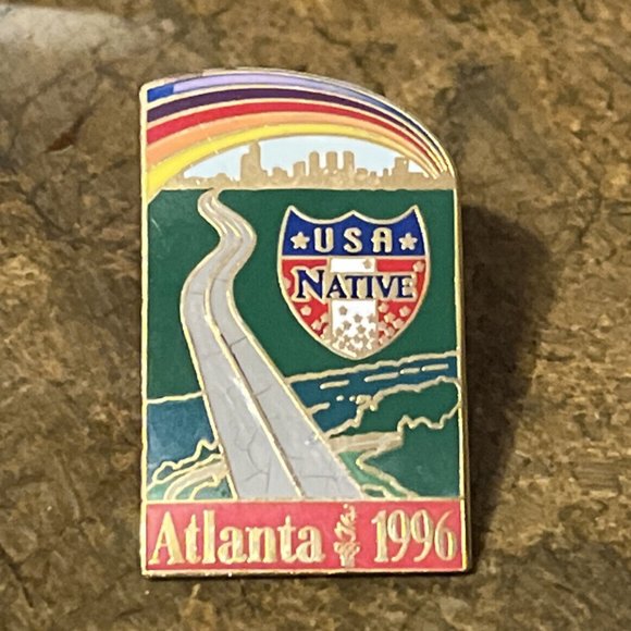 1996 Atlanta USA Native Olympic Pin ~ Road To Atlanta Series - Picture 3 of 4
